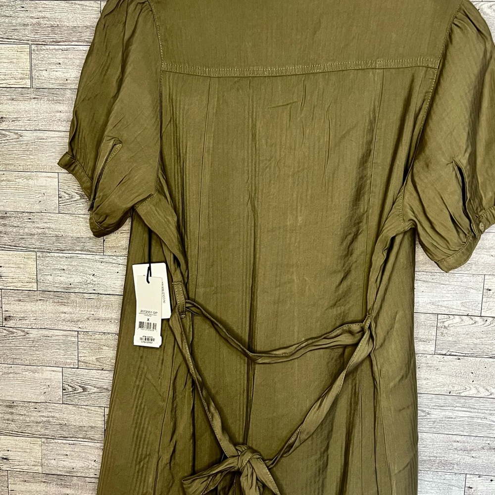 Dex Plus Olive Green Button Front Dress Belted w/Pockets - Size 1X - Picture 7 of 13